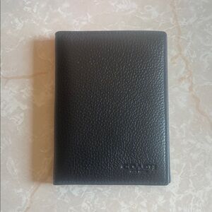 Coach Pebbled Black Passport Holder